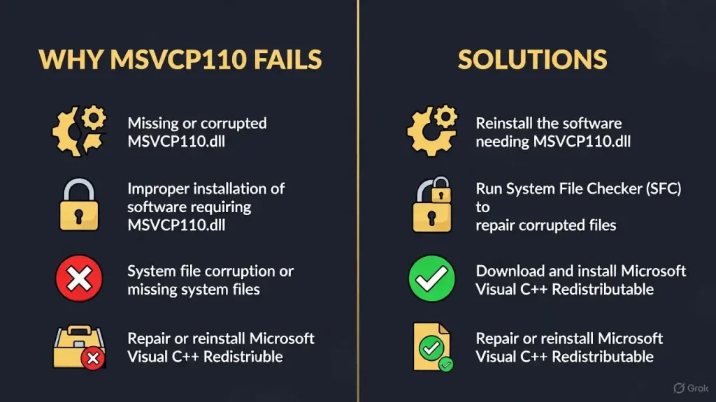 Why MSVCP110 Fails And Solutions Explained